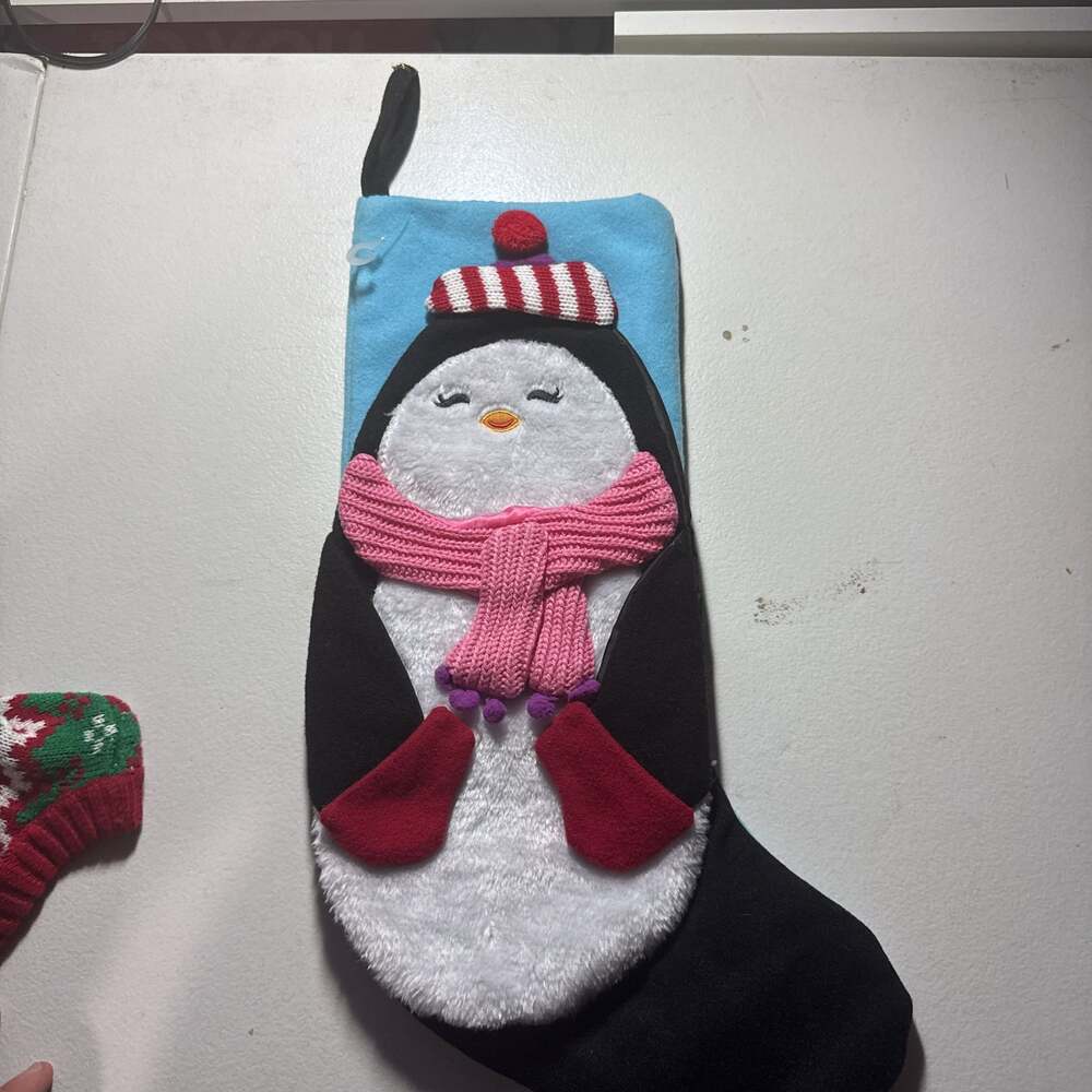 Cute Penguin Christmas Stocking - Holiday Decor with Scarf and Hat